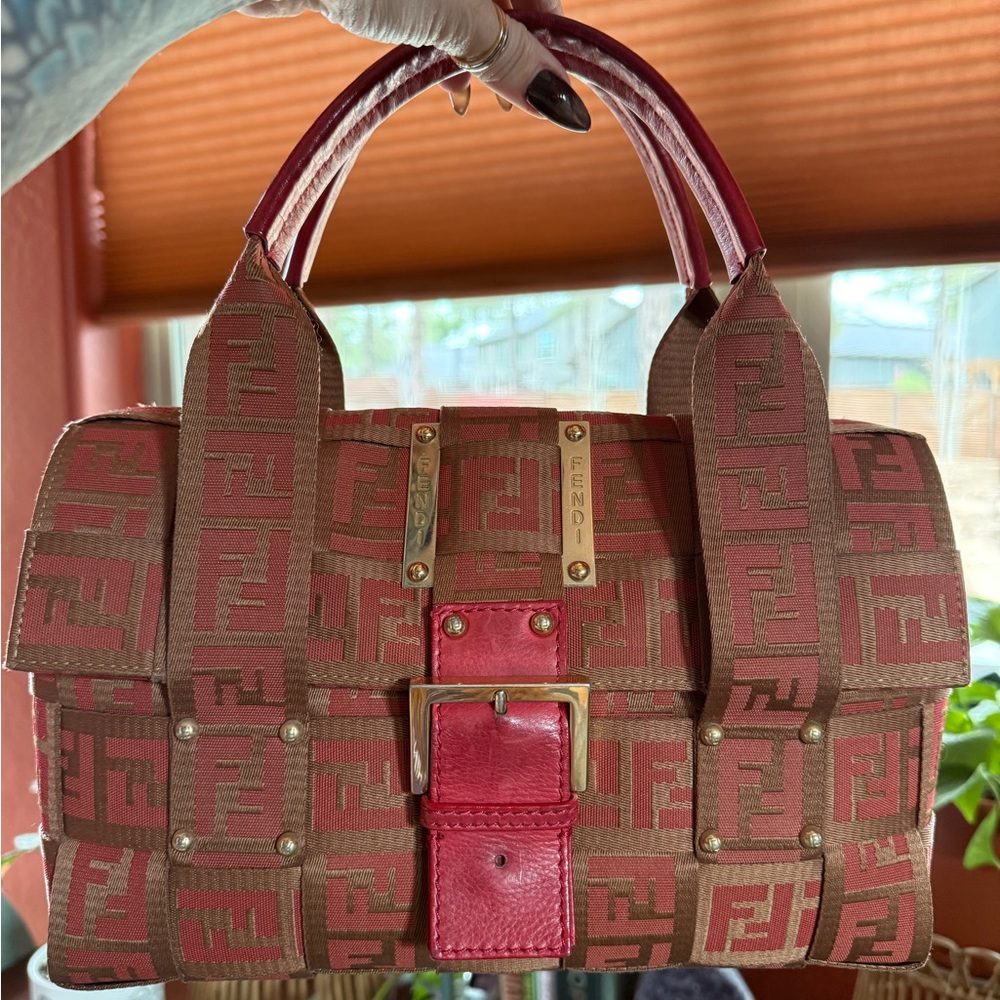 SOLD ***Fendi RARE Vintage Brown and Red Handbag
